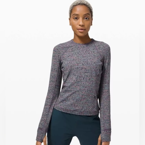 lululemon athletica Tops - Lululemon Runderful Long SleeveNeon Tweed Jacquard Battleship Electric Coral